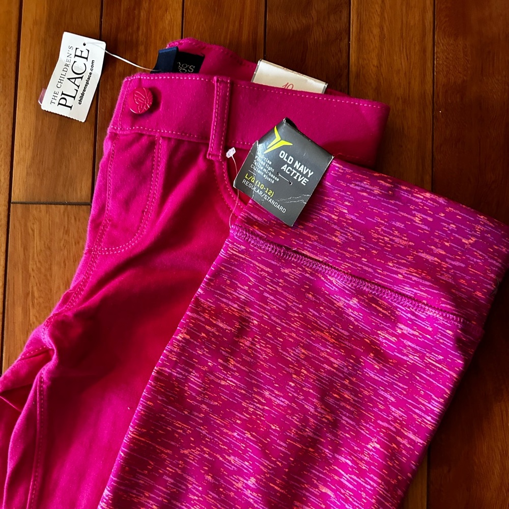 NWT Girls size 10/12 Old Navy and Children’s Place pink yoga pants and jeggings